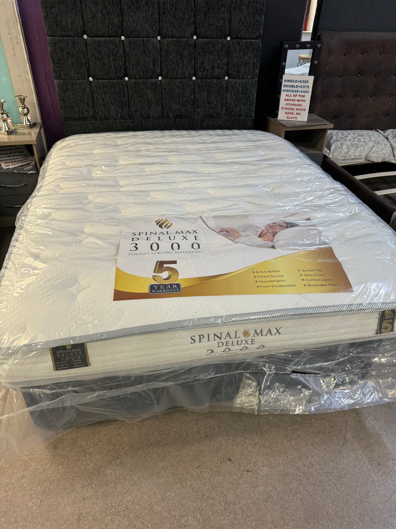 SPINAL MAX DELUXE 3000 POCKETSPRUNG MATTRESS FABRIC WHITE