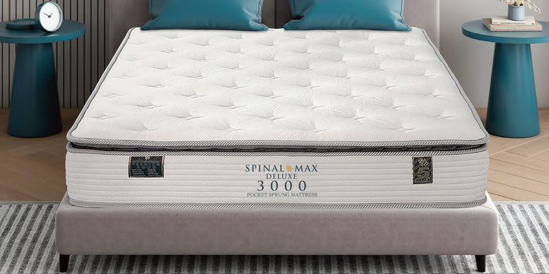 SPINAL MAX DELUXE 3000 POCKETSPRUNG MATTRESS FABRIC WHITE