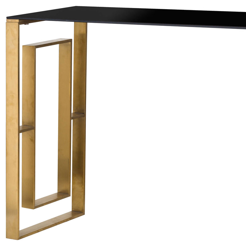 The Edwin Stainless Console Table In Brushed Brass