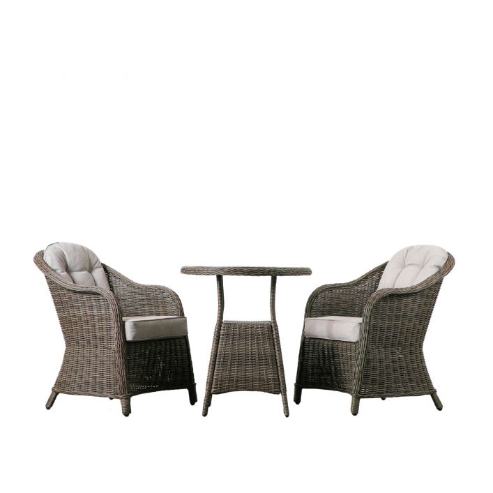 Calvi 2 Seater Outdoor Bistro Dining Set Natural or Grey Colour with Table x 1 / Chair x 2