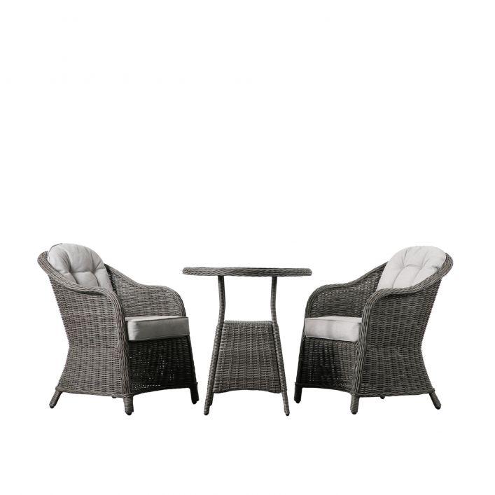 Calvi 2 Seater Outdoor Bistro Dining Set Natural or Grey Colour with Table x 1 / Chair x 2