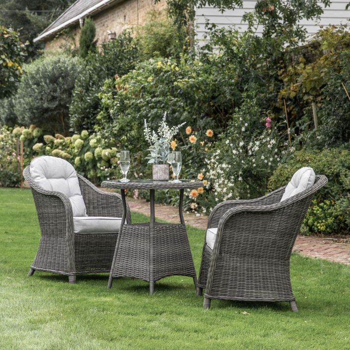 Calvi 2 Seater Outdoor Bistro Dining Set Natural or Grey Colour with Table x 1 / Chair x 2