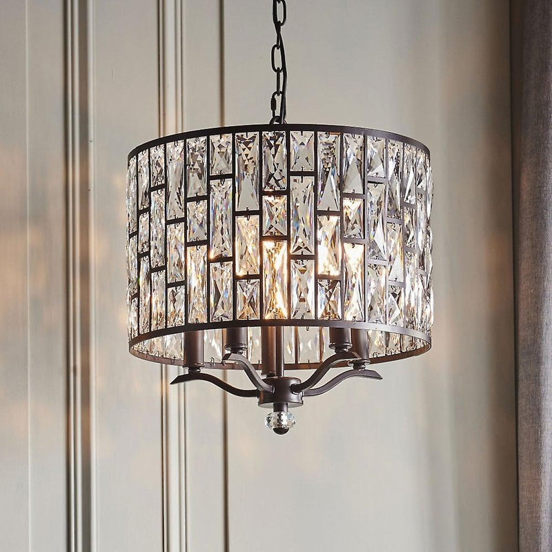 Belle 5 light pendant - Dark bronze & clear crystal glass