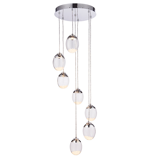 Oria 7 Light Ceiling Cluster Pendant Polished Chrome