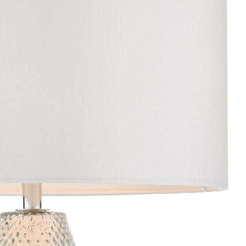 Table Lamp with White Faux Silk Shade & Mercury Glass Base - Livia