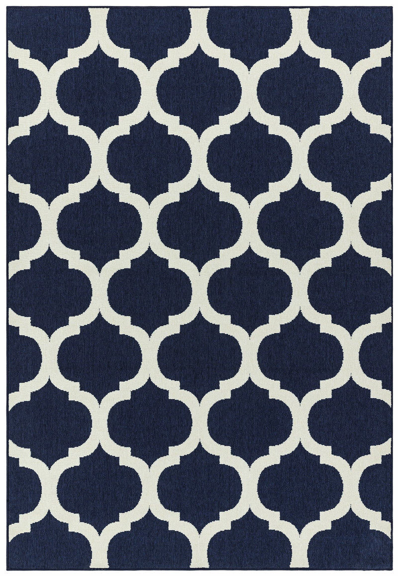 ANTIBES AN04 BLUE WHITE LINEAR RUG