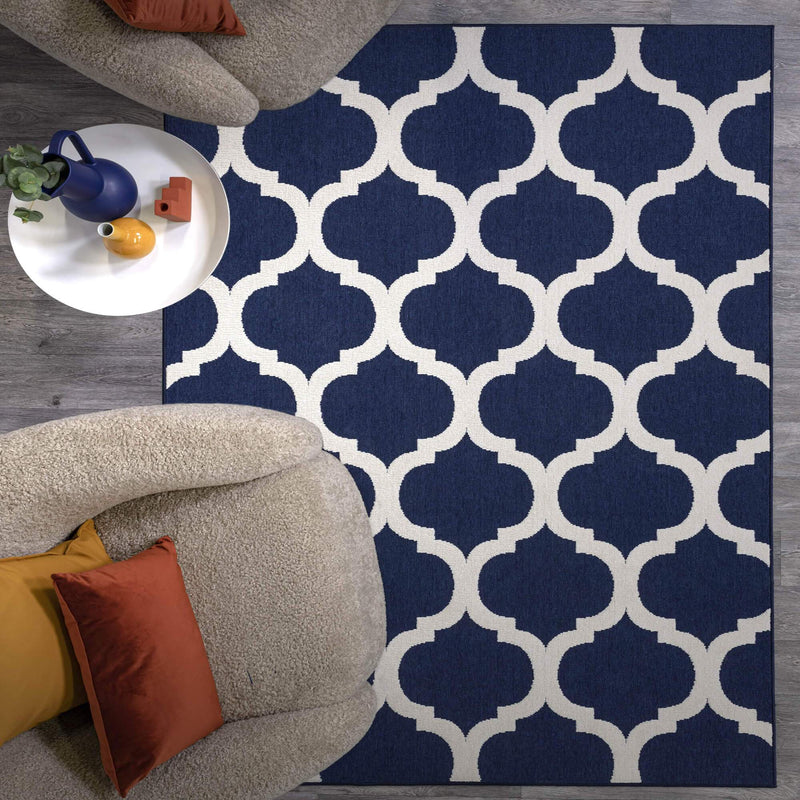 ANTIBES AN02 BLUE TRELLIS RUG