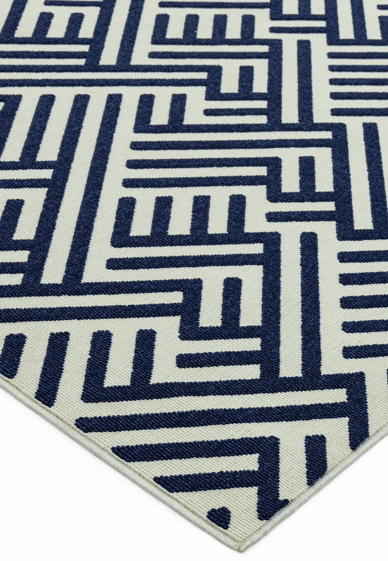 ANTIBES AN04 BLUE WHITE LINEAR RUG