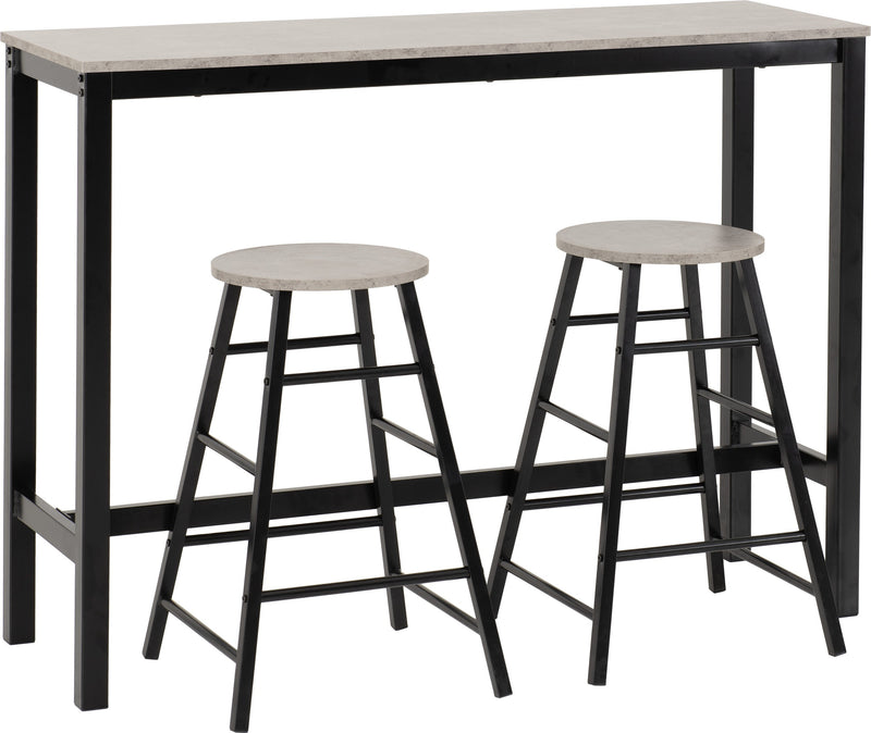 Athens Concrete Breakfast Bar Set Available in Acacia Brown or Concrete Grey Finish.