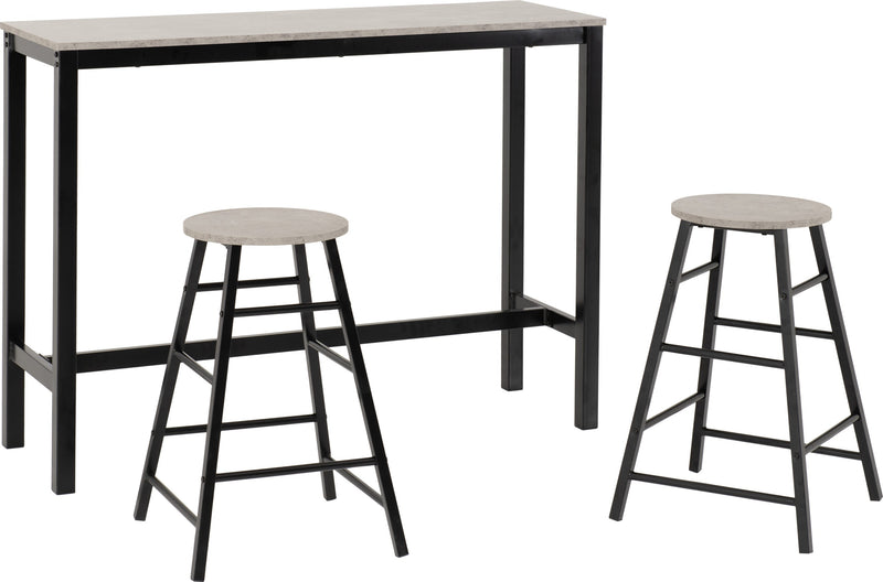 Athens Concrete Breakfast Bar Set Available in Acacia Brown or Concrete Grey Finish.