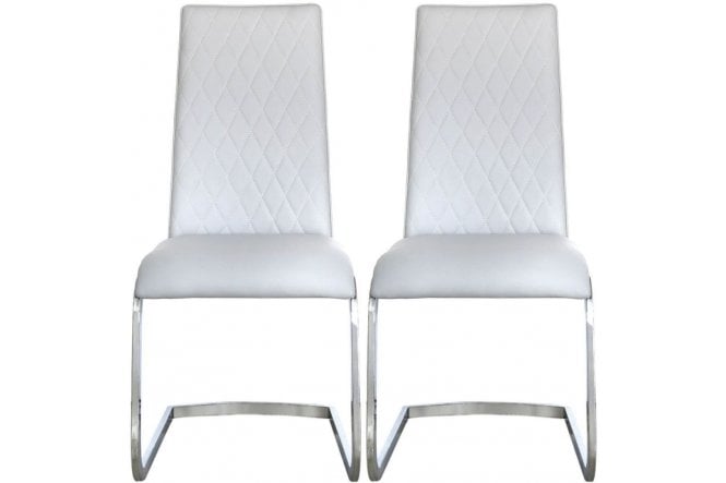 Leo Light Grey Chrome Dining Chair (Pair)