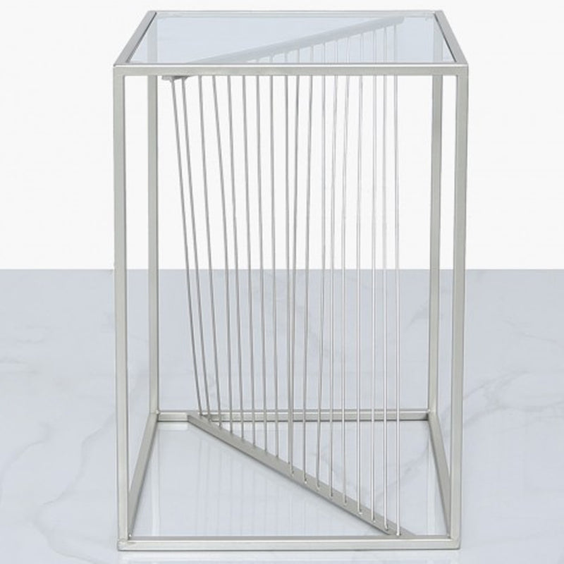 LUNA SILVER METAL & GLASS END TABLE