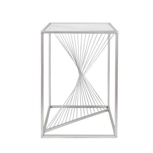 LUNA SILVER METAL & GLASS END TABLE