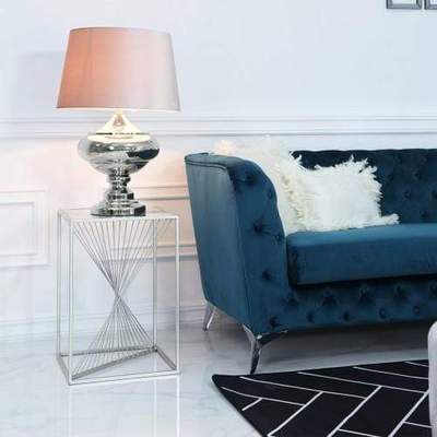 LUNA SILVER METAL & GLASS END TABLE