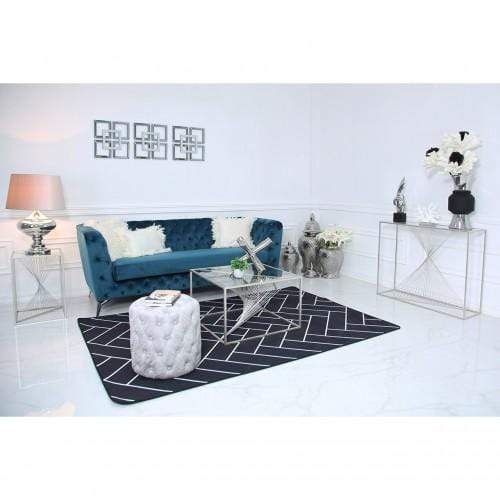 LUNA SILVER METAL & GLASS END TABLE