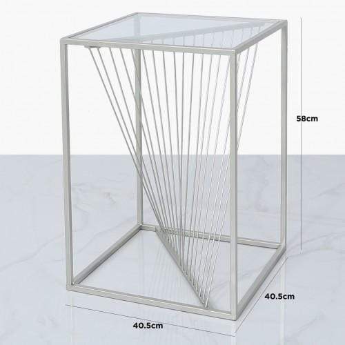 LUNA SILVER METAL & GLASS END TABLE