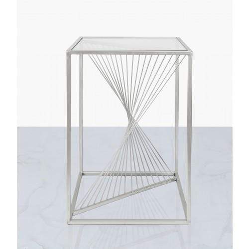 LUNA SILVER METAL & GLASS END TABLE