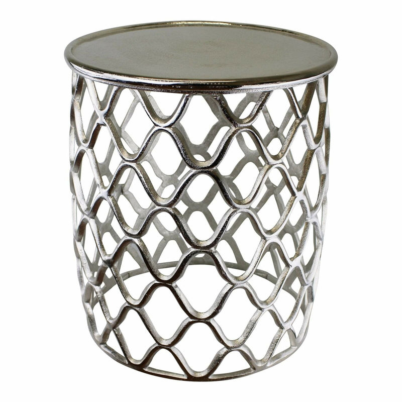 Decorative Silver Metal Lattice Design Side Table