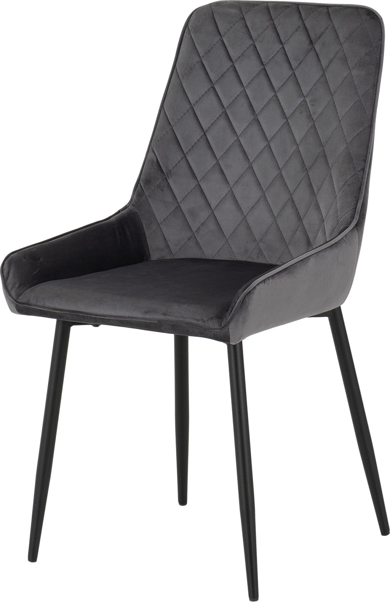 Avery Dining Chairs (pair) in Grey Velvet