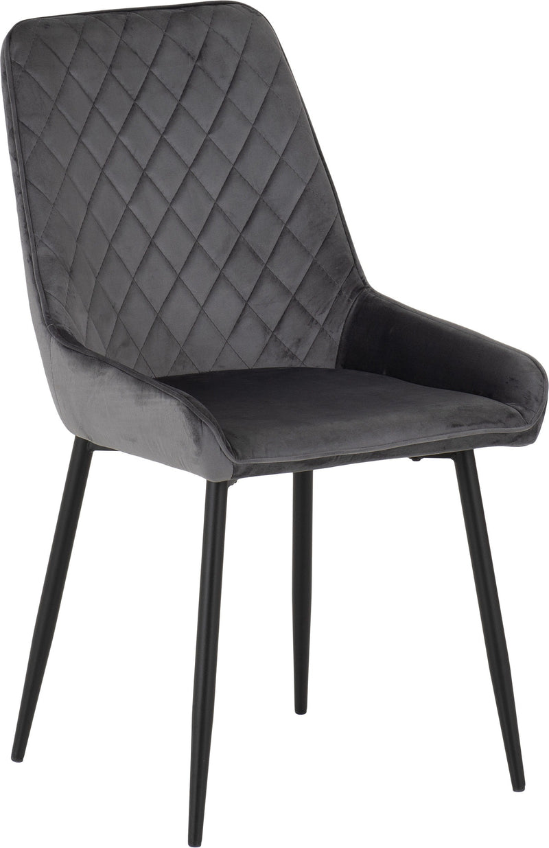 Avery Dining Chairs (pair) in Grey Velvet