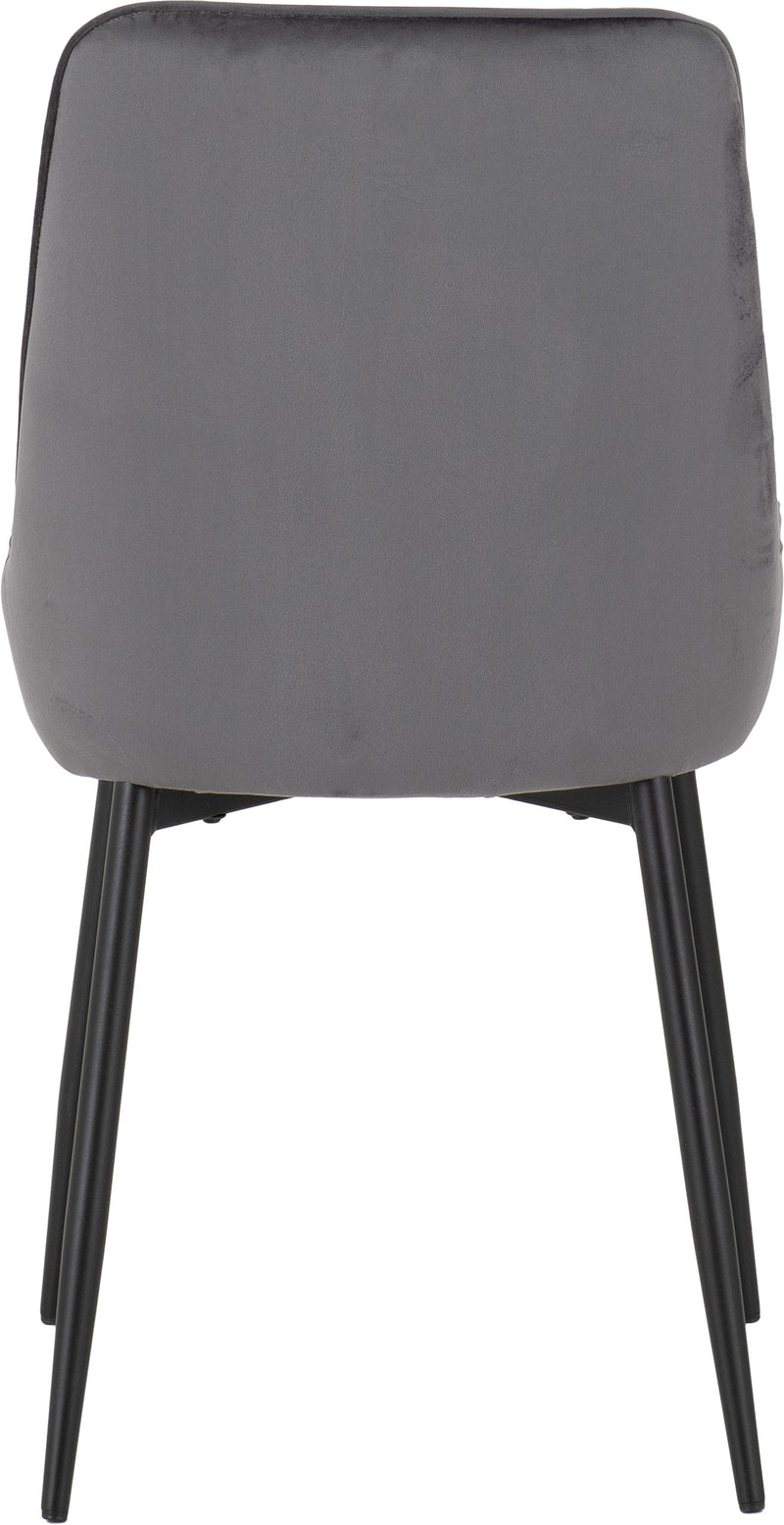 Avery Dining Chairs (pair) in Grey Velvet