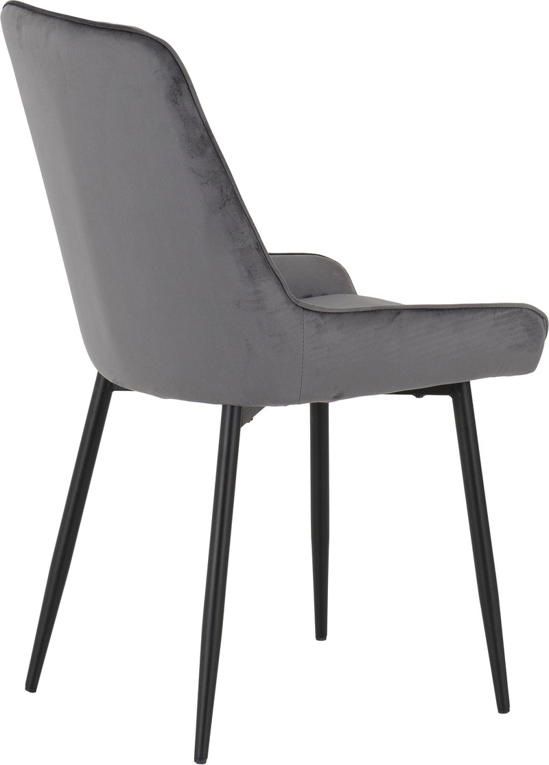 Avery Dining Chairs (pair) in Grey Velvet