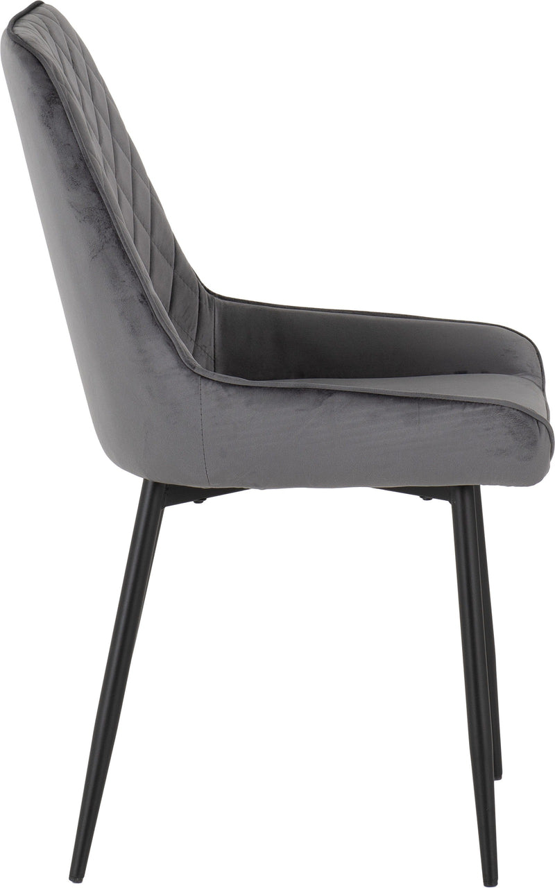 Avery Dining Chairs (pair) in Grey Velvet