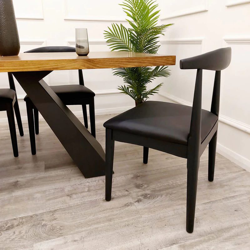 Axel 1.8 Dining Table Solid wood top with Matt Black Metal Legs