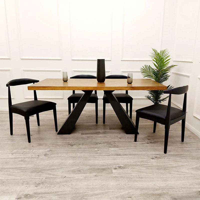 Axel 1.8 Dining Table Solid wood top with Matt Black Metal Legs