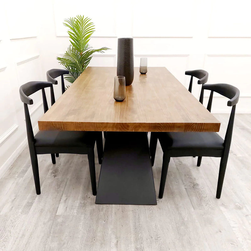 Axel 1.8 Dining Table Solid wood top with Matt Black Metal Legs