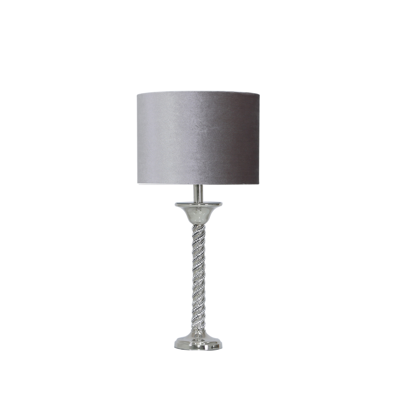 40cm Glitz Twist Table Lamp with Grey Velvet Shade