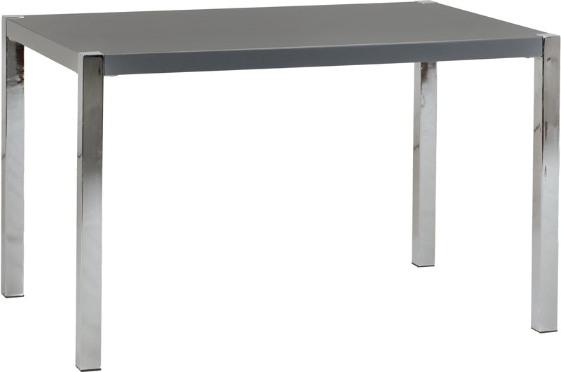 Charisma 4' Dining Set Grey Gloss/Chrome/Grey Faux Leather