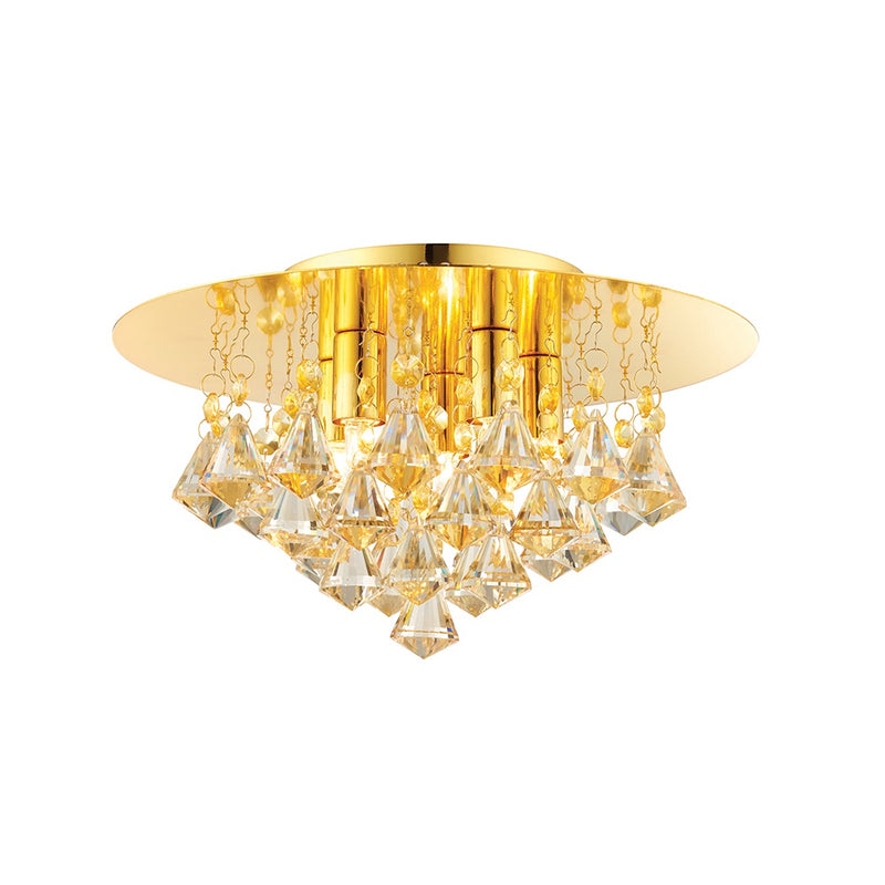 Renner Modern Champagne Crystal Glass 5 Light Flush Ceiling Light