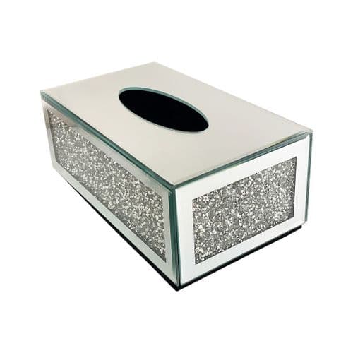 Italian Mirror Tissue Box Holder Cover Diamante Crystal Crushed Diamond Napkins