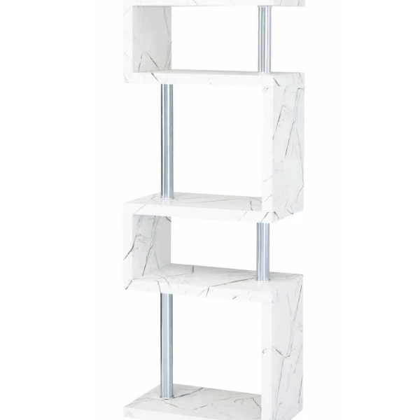 Miami Modern 5 Tier Shelving Unit Grey Marble Veneer