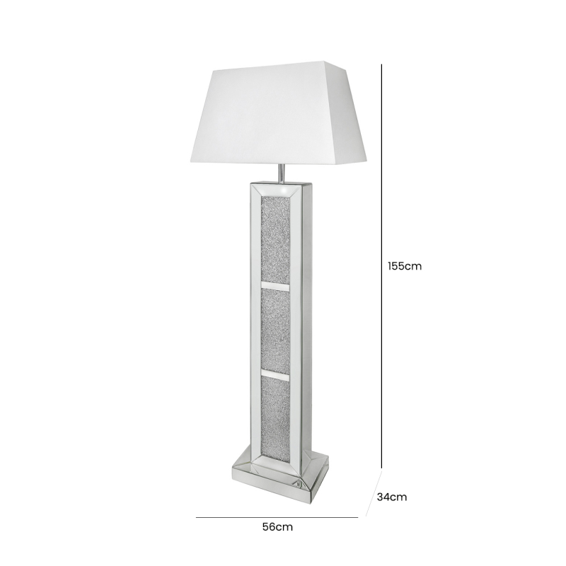 Milano Mirror Brick Floor Lamp With White Shade or Black Shade