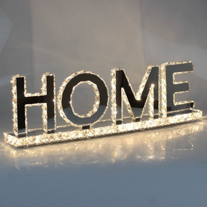 " Home " Crystal Mirrored Table Lamp