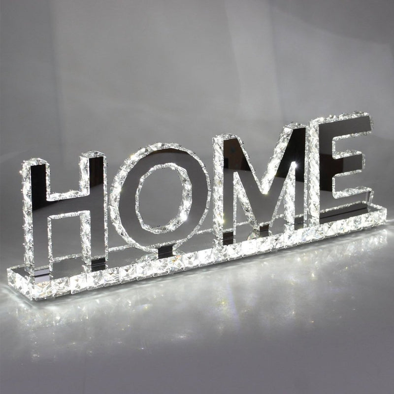 " Home " Crystal Mirrored Table Lamp