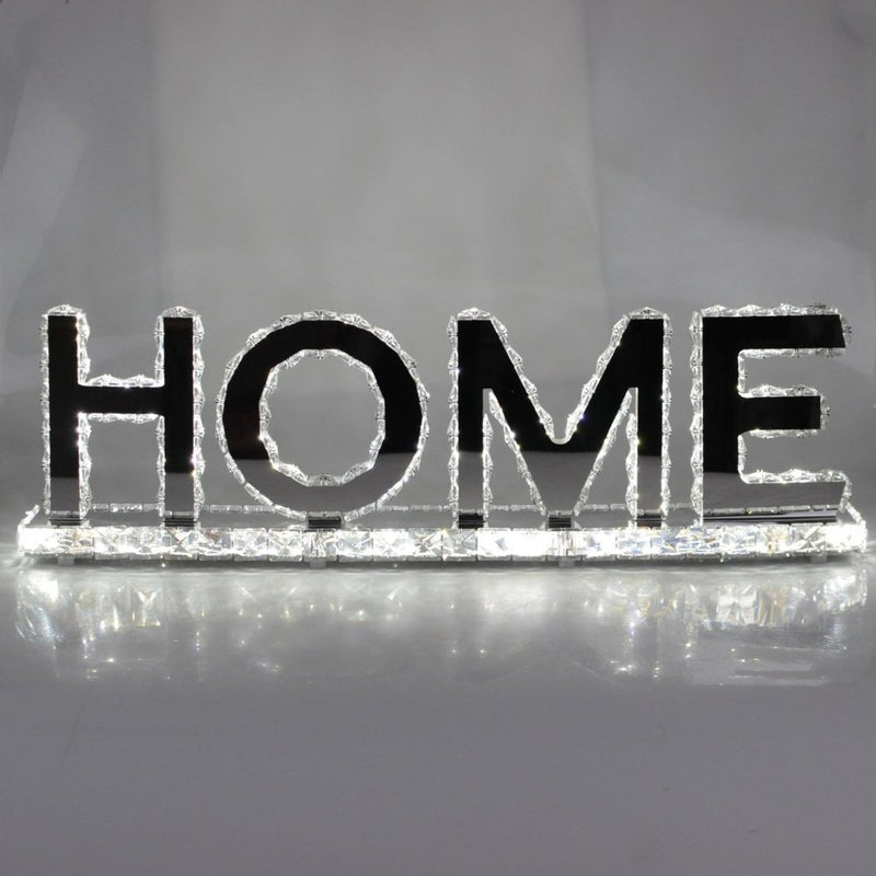 " Home " Crystal Mirrored Table Lamp