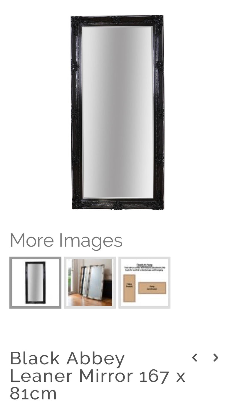 Black Abbey Leaner Mirror 65” x 31”