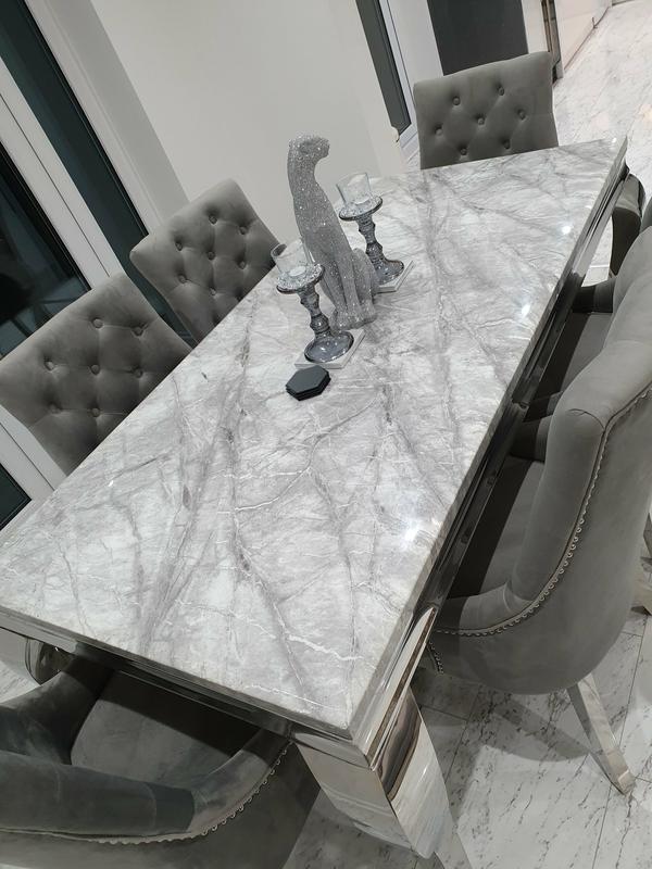 Grey Marble Dining Table – Louis 160cm