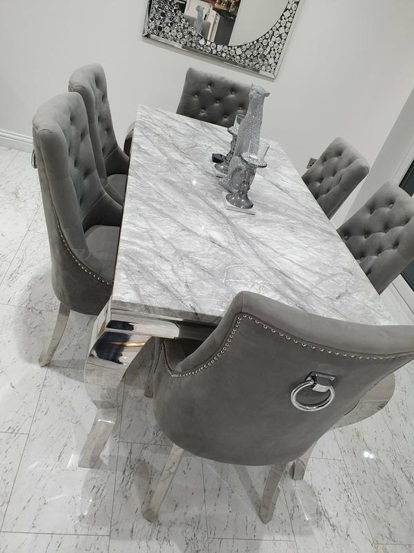 Grey Marble Dining Table – Louis 160cm