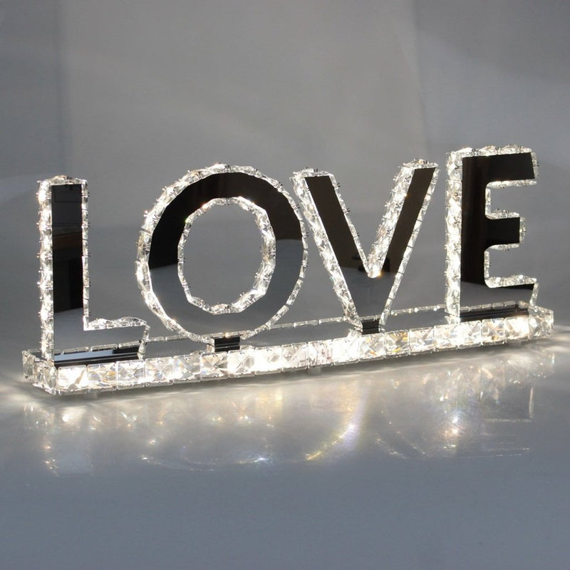 Love Crystal Mirrored Table Lamp