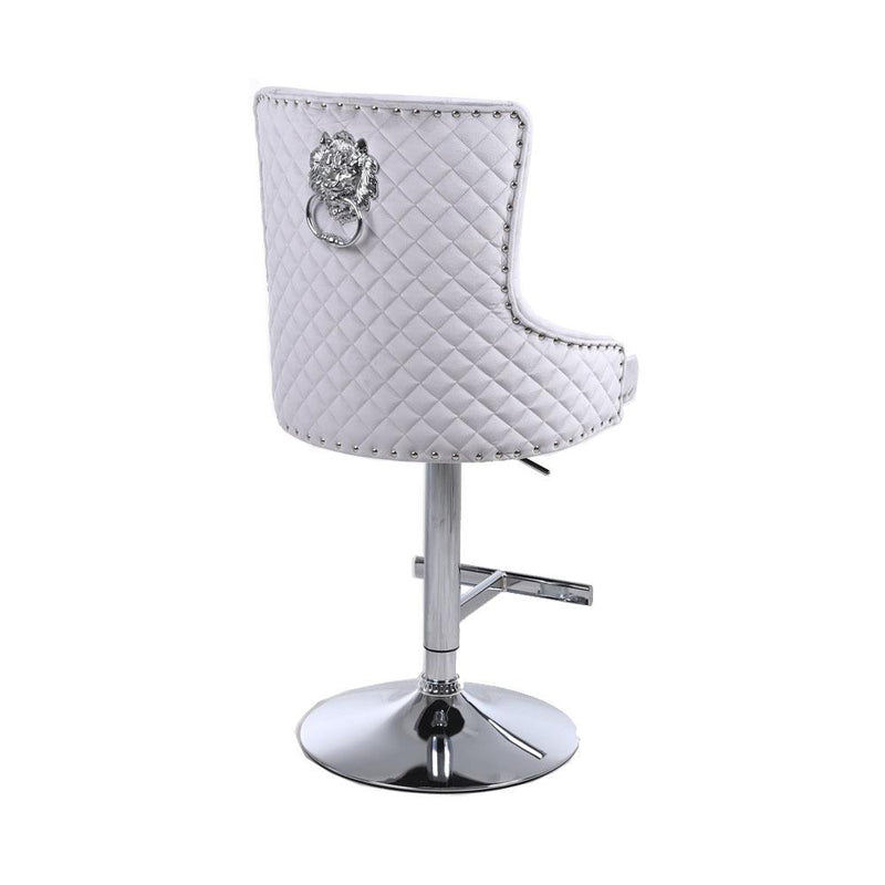 Bentley Bar Stool with Lion Knocker and Quilted Back