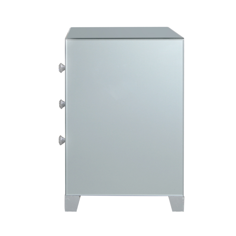 GREY MANHATTAN MIRROR 3 DRAWER BEDSIDE CABINET