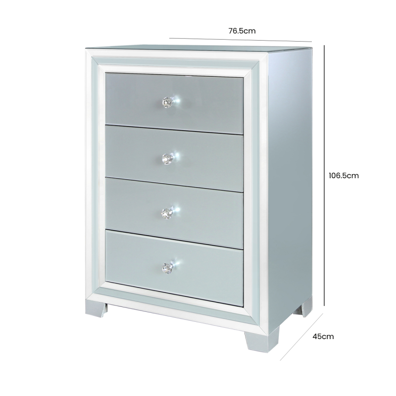 Grey Manhattan Mirror 4 Drawer Cabinet