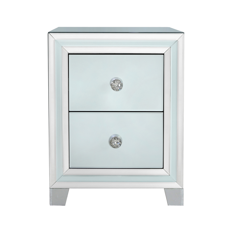 Grey Manhattan Mirror 2 Drawer Bedside Cabinet