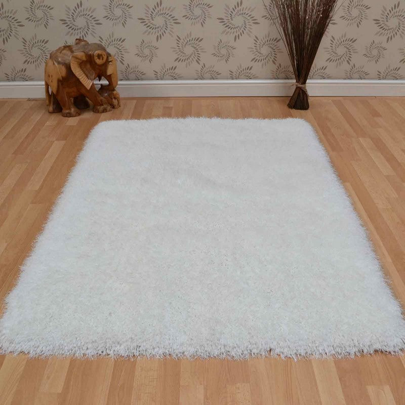 Cascade Powder White Luxury Polyester Rug by Asiatic