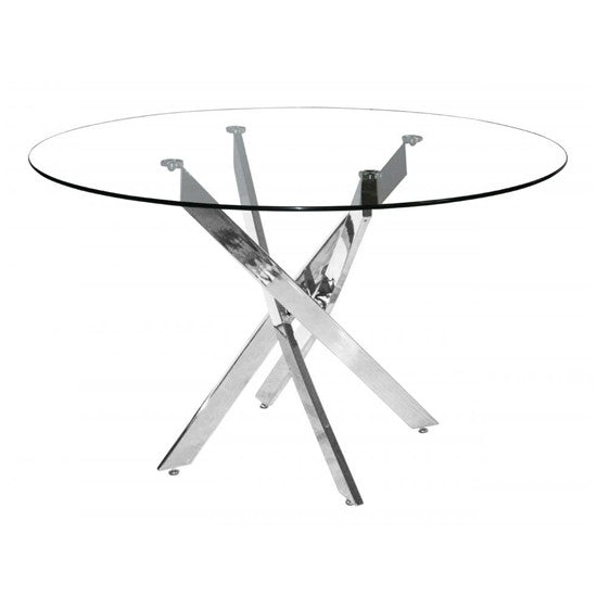 Samurai Dining Table 1200W Round x 750H Chrome Legs