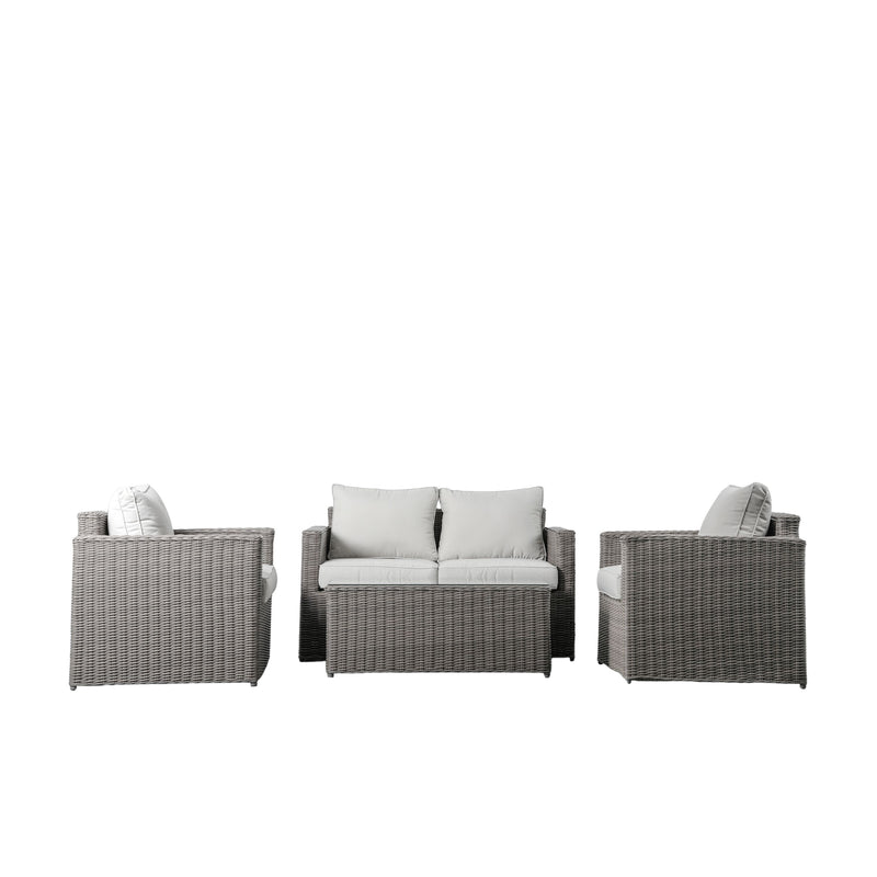 Calvi Square Sofa Set Grey or Natural Beige 2 Seater Sofa x 1 / Table x 1 / Chair x 2